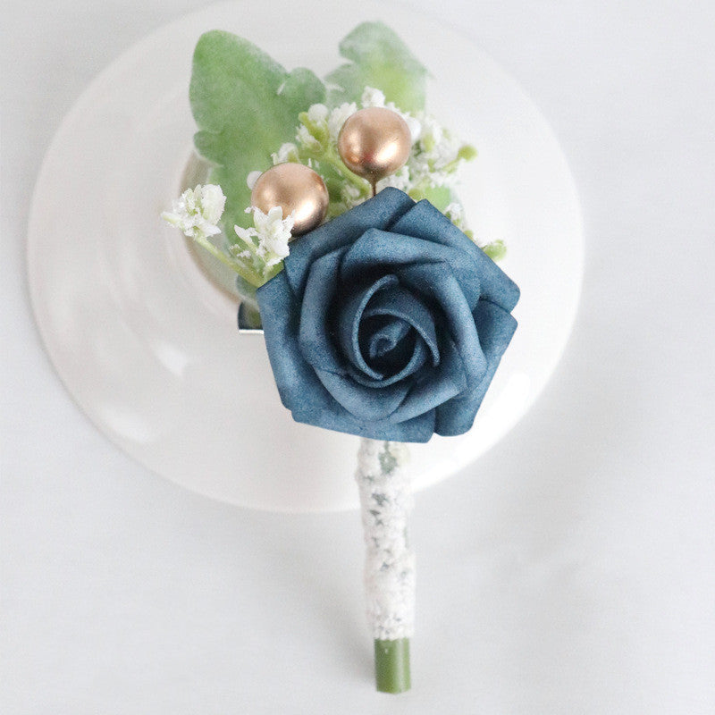 Rosas artificiales de 5" para jardín, balcón y terraza - Azul empolvado 1 pieza