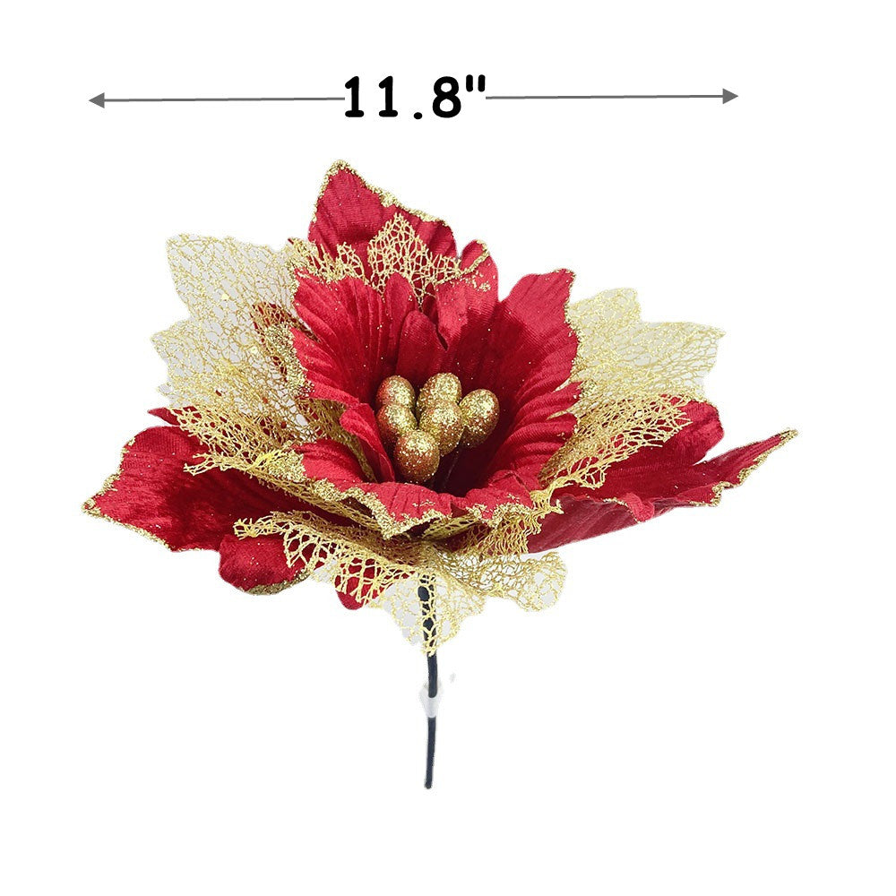 Flores de Pascua artificiales de 11.8" para bodas y eventos - Plateado ombre