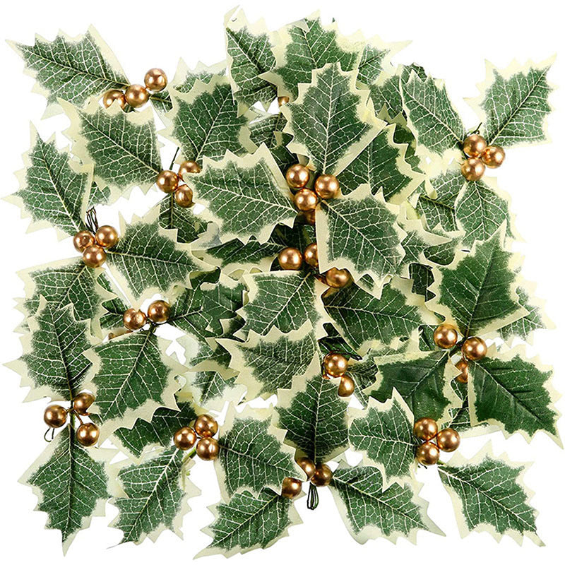 Bayas artificiales de 3" x 5" 50 piezas para bodas y eventos - Verde/dorado