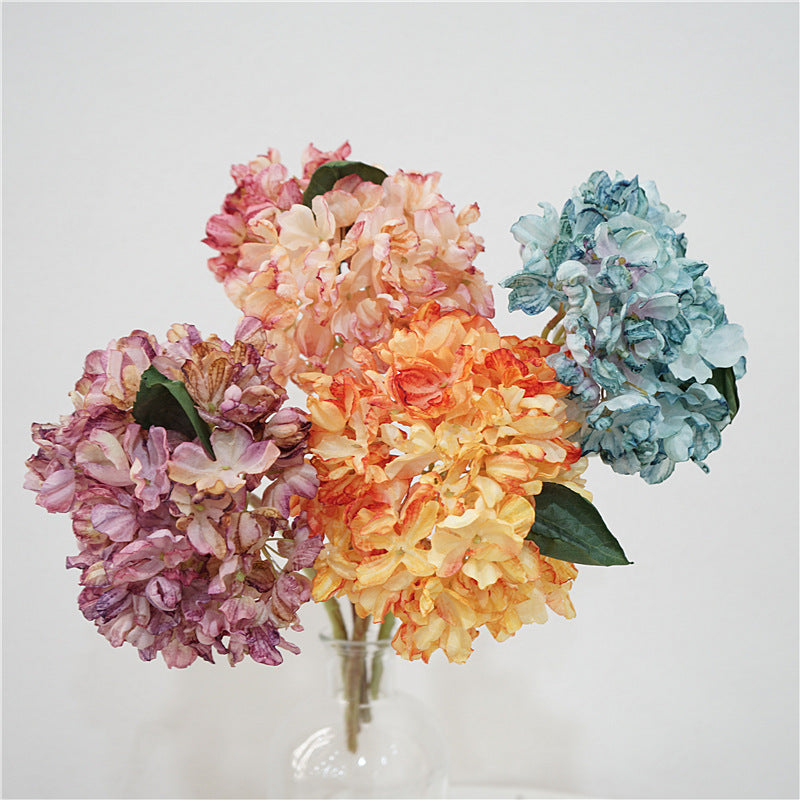 Hortensias artificiales de 13" para bodas y eventos - Naranja quemado