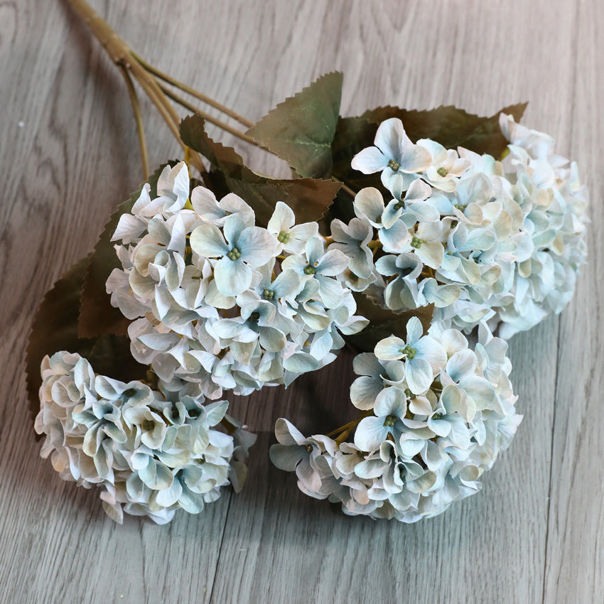 Hortensias artificiales con resistencia a los rayos UV de 17" para jardín, balcón y terraza - Sky azul/blanco