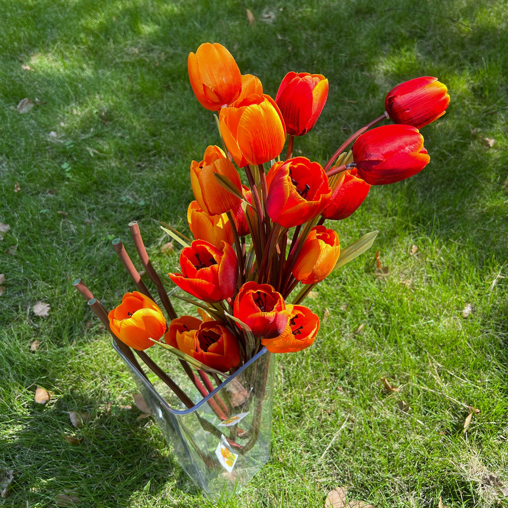 Tulipanes artificiales de 40" para bodas y eventos - Naranja