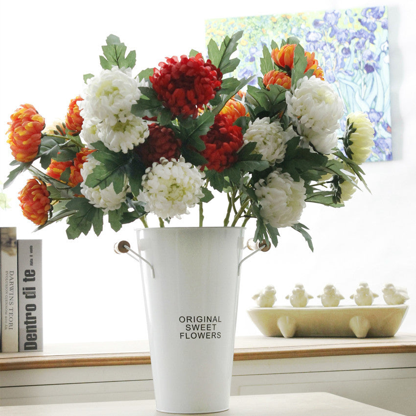 Crisantemos artificiales de 24" x 9" 2 piezas para bodas y eventos - Naranja quemado