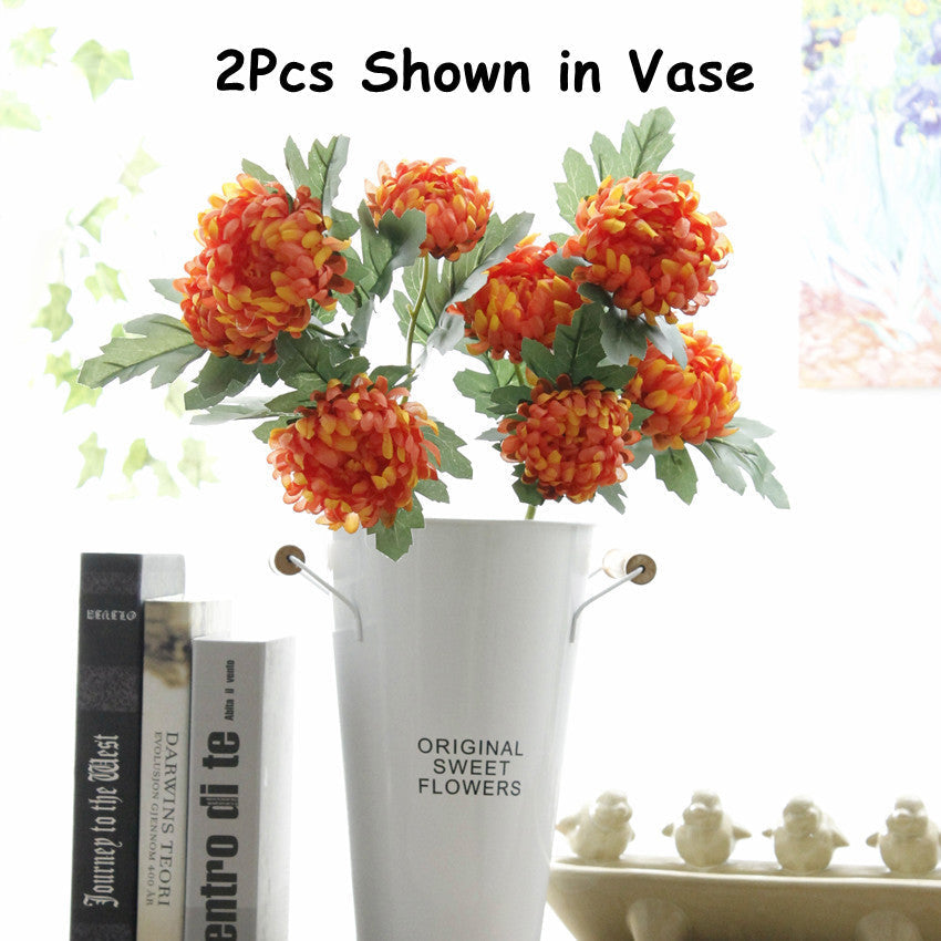 Crisantemos artificiales de 24" x 9" 2 piezas para bodas y eventos - Bright amarillo