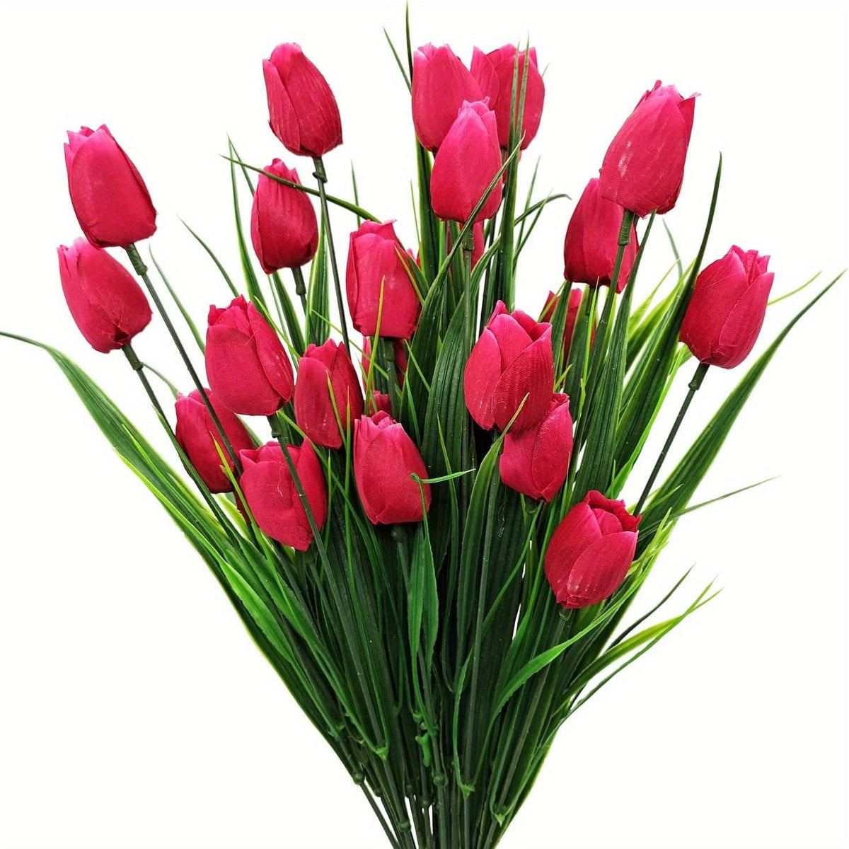 Tulipanes artificiales con resistencia a los rayos UV de 16" x 7" para jardín, balcón y terraza