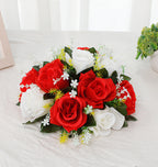 Rosas artificiales de 5" x 9" 2 piezas para bodas y eventos - Rojo/blanco