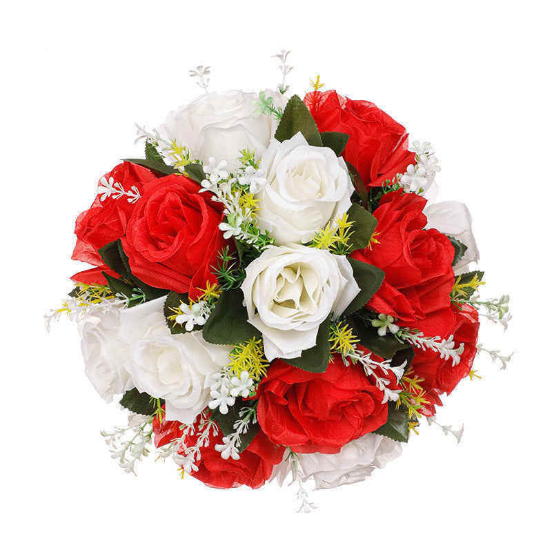 Rosas artificiales de 5" x 9" 2 piezas para bodas y eventos - Rosa/blanco