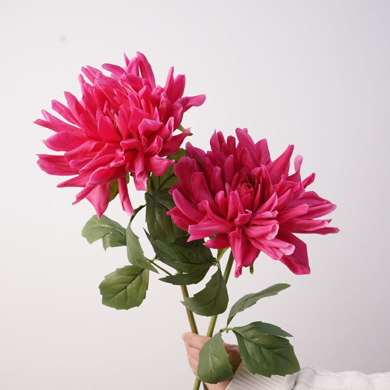 Dalias artificiales con resistencia a los rayos UV con tacto real de 23.6" para jardín, balcón y terraza - Mauve rosa/blanco