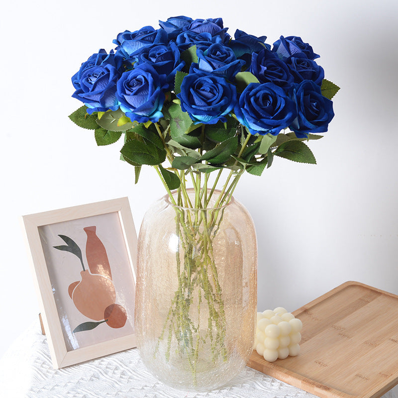 Rosas artificiales de 19" x 18" 15 piezas para bodas y eventos - Galactic cobalt/azul claro
