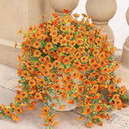 Orquídeas artificiales con resistencia a los rayos UV de 19" x 18" 2 piezas para jardín, balcón y terraza - Naranja