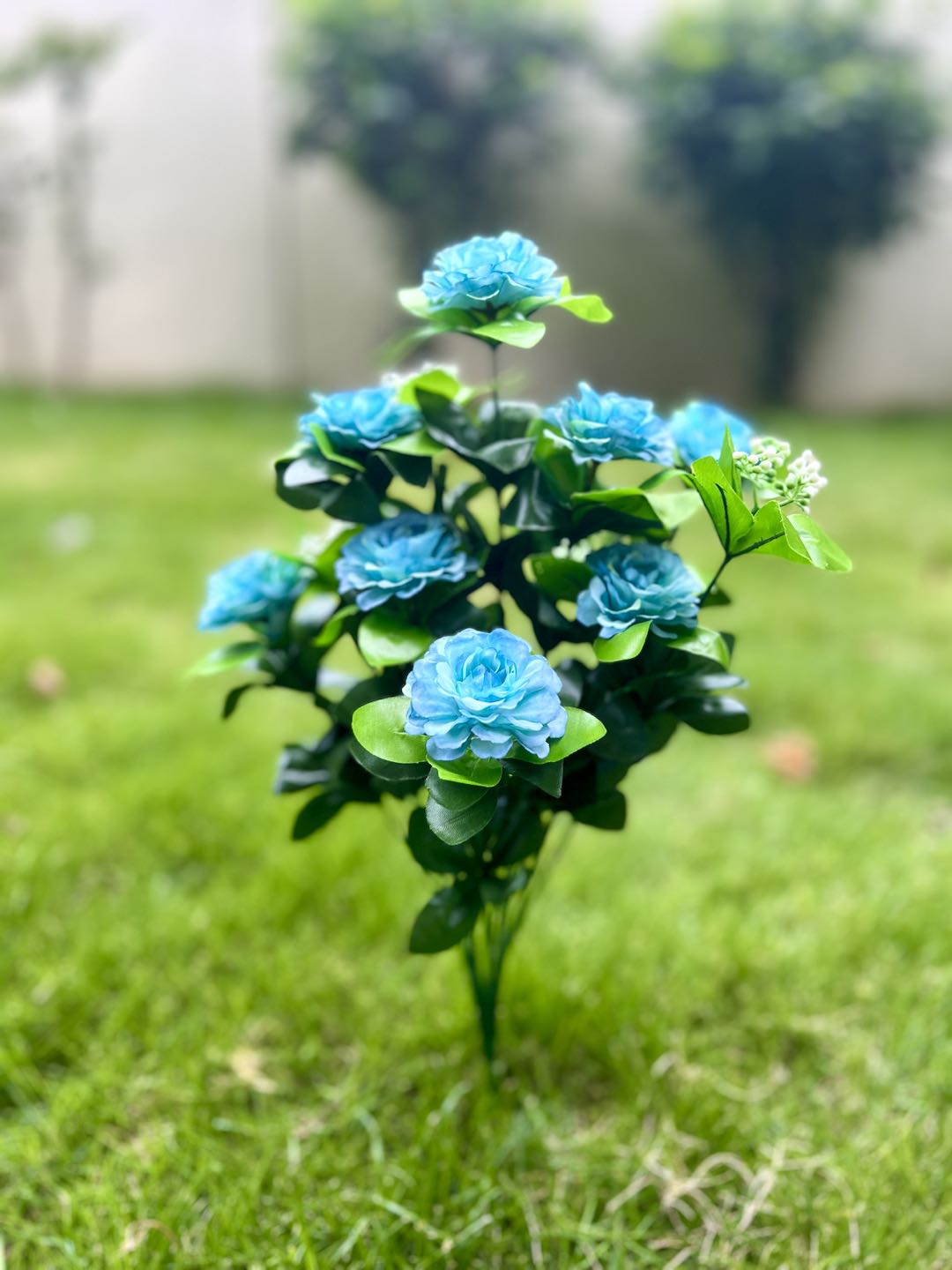 Arbusto artificial con resistencia a los rayos UV de 17" para jardín, balcón y terraza
