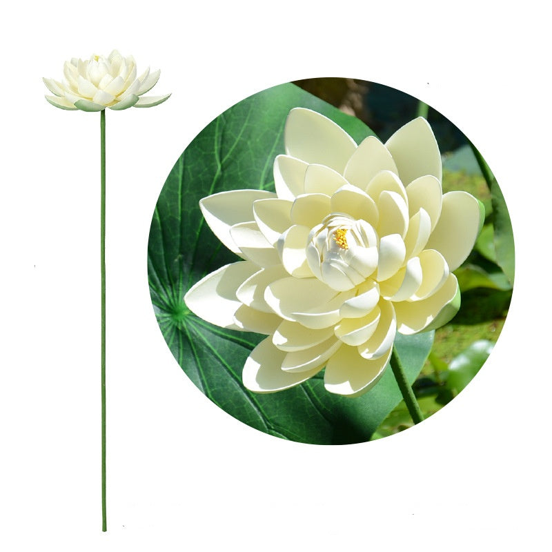 Lotos artificiales con resistencia a los rayos UV de 38.5" para jardín, balcón y terraza - Rojo/rosa bud