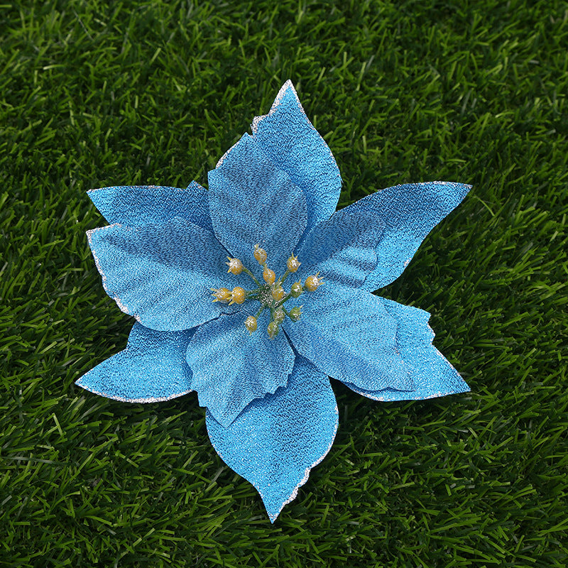 Flores de Pascua artificiales de 5" x 5" 10 piezas para bodas y eventos - Rojo