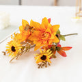 Dalias artificiales de 13" para jardín, balcón y terraza - Crema/amarillo