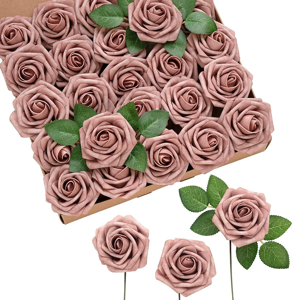 Rosas artificiales de 9" x 3" 25 piezas para bodas y eventos - Lilac