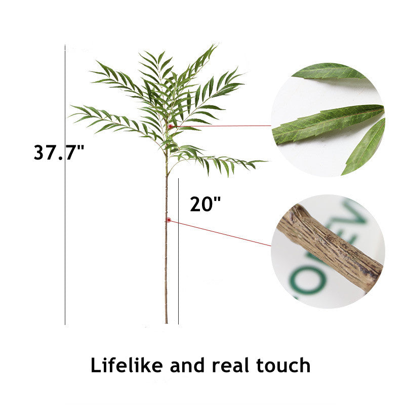Hojas de palmera artificiales con resistencia a los rayos UV con tacto real de 37.7" para jardín, balcón y terraza