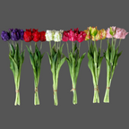 Tulipanes artificiales con tacto real de 17" x 10" 5 piezas para bodas y eventos - Rosa