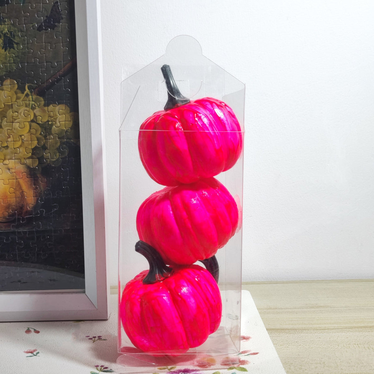 Calabazas artificiales de 3" x 3" 3 piezas para decoración del hogar