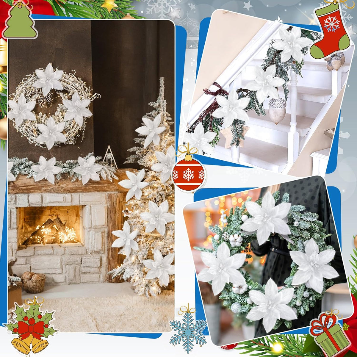 Flores de Pascua artificiales de 11" x 11" para bodas y eventos