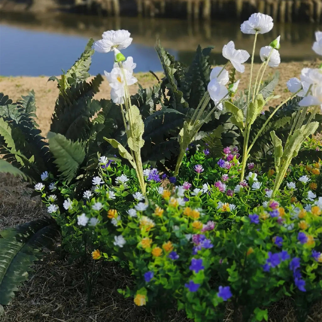 Helechos artificiales con resistencia a los rayos UV de 23" x 15" 27 piezas para jardín, balcón y terraza