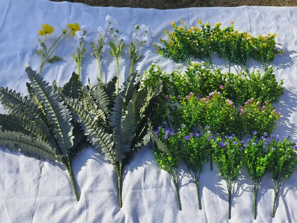 Helechos artificiales con resistencia a los rayos UV de 23" x 15" 27 piezas para jardín, balcón y terraza