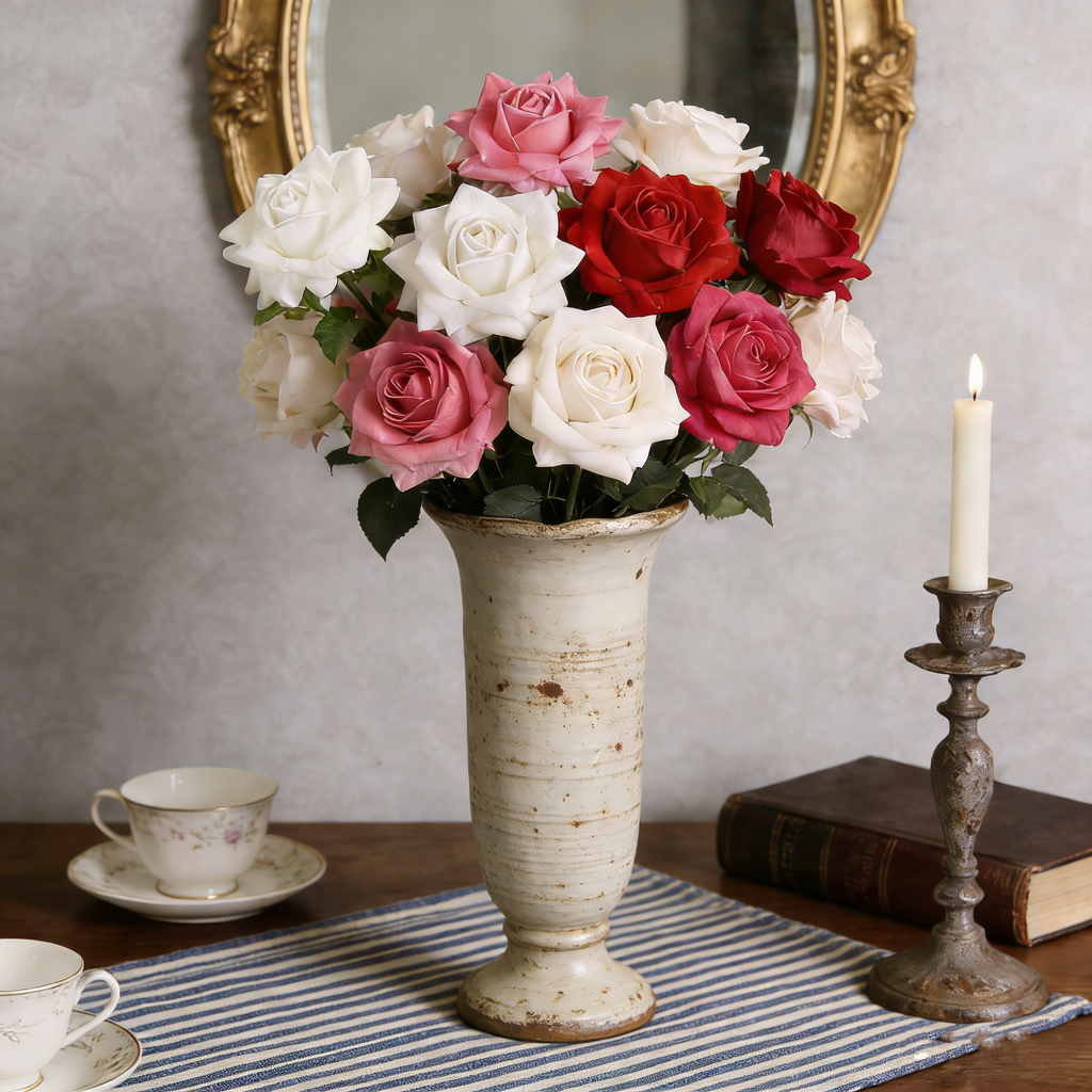 Rosas artificiales con tacto real de 28" x 4" para bodas y eventos - Rosa
