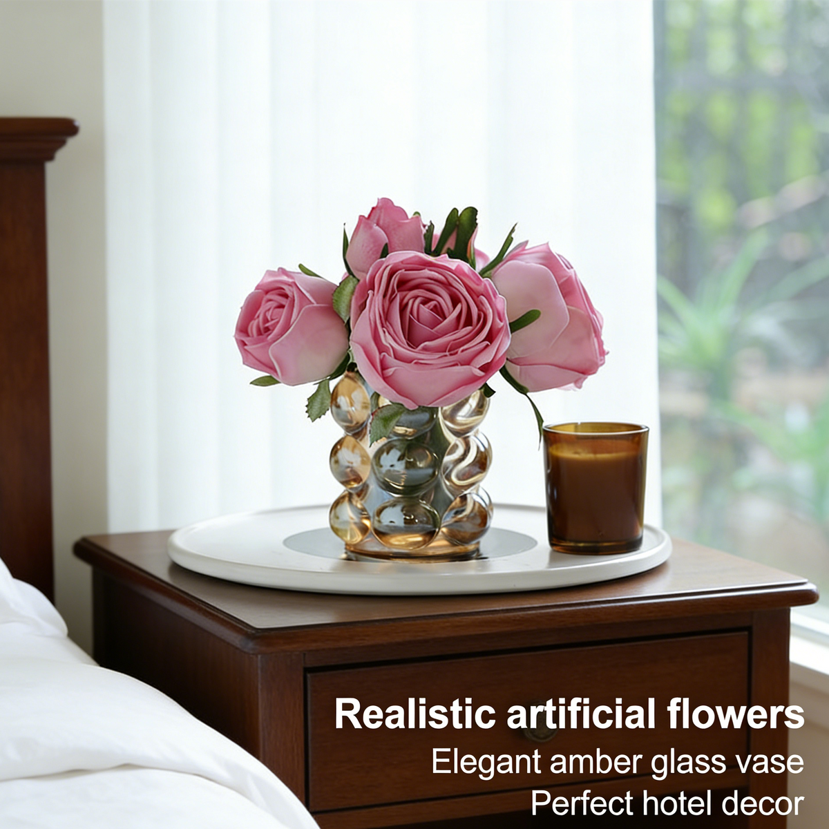 Rosas artificiales con tacto real de 7" para bodas y eventos
