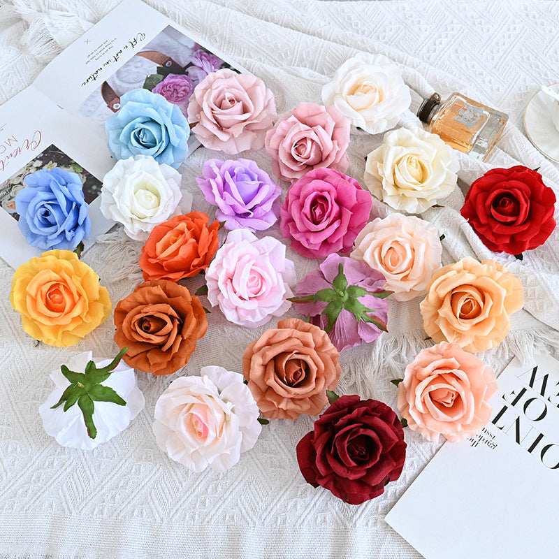 Rosas artificiales de 4" x 4" 7 piezas para bodas y eventos - Blanco