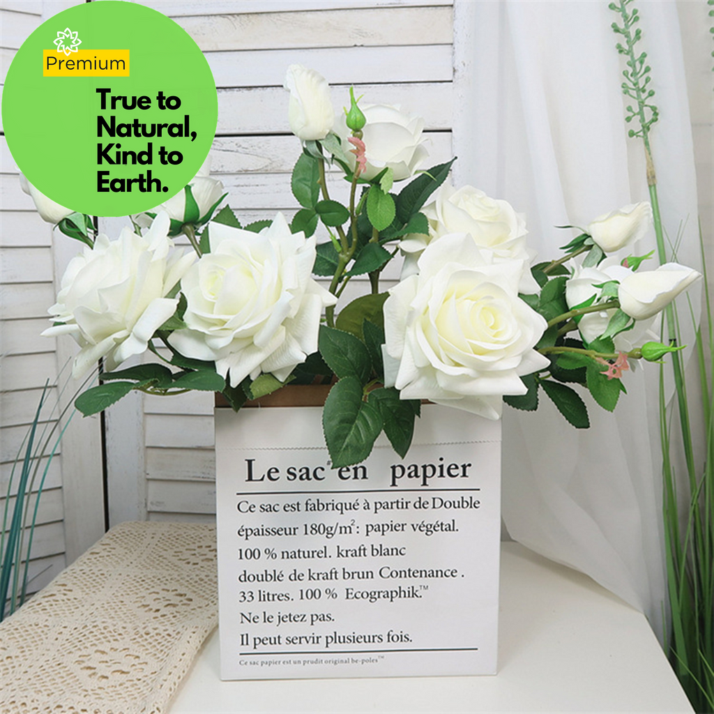 Rosas artificiales con tacto real de 29" x 12" para bodas y eventos - Light amarillo/rosa