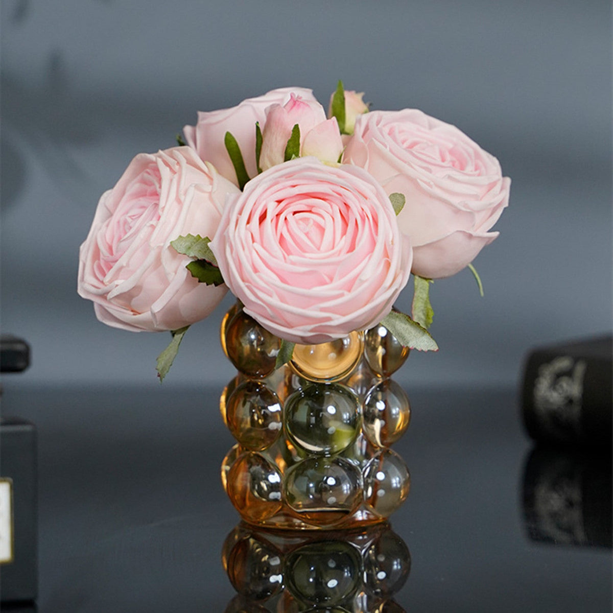 Rosas artificiales con tacto real de 7" para bodas y eventos - Rosa claro