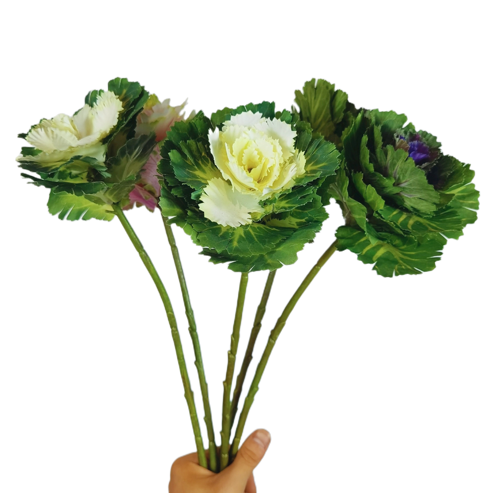 Rosas artificiales de 16" x 6" para bodas y eventos - Crema-verde