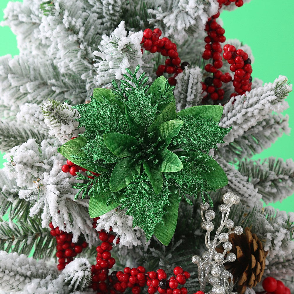 Flores de Pascua artificiales con resistencia a los rayos UV de 6" para jardín, balcón y terraza
