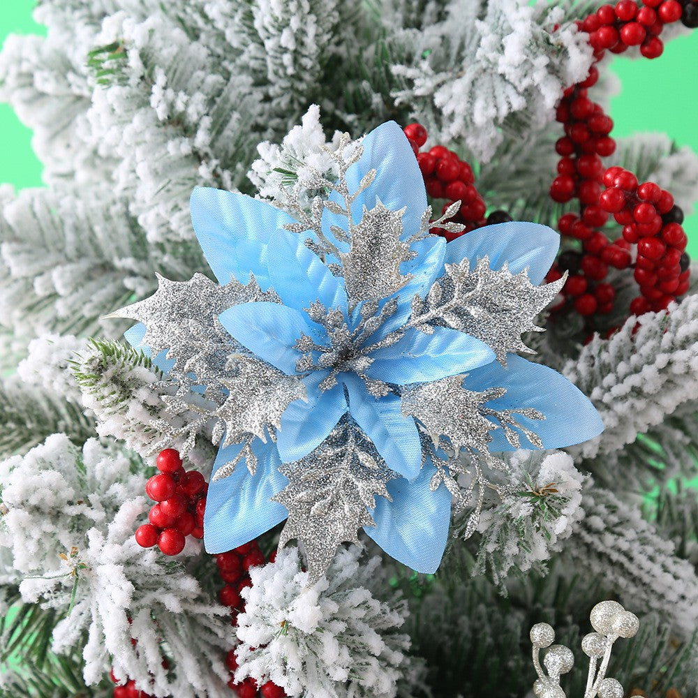 Flores de Pascua artificiales con resistencia a los rayos UV de 6" para jardín, balcón y terraza - Negro