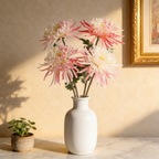 Crisantemos artificiales con resistencia a los rayos UV con tacto real de 28.3" para jardín, balcón y terraza - Blanco/rosa