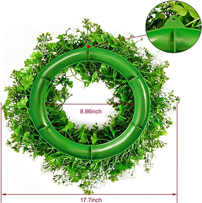 Corona o guirnalda artificial con resistencia a los rayos UV de 17" x 17" para jardín, balcón y terraza