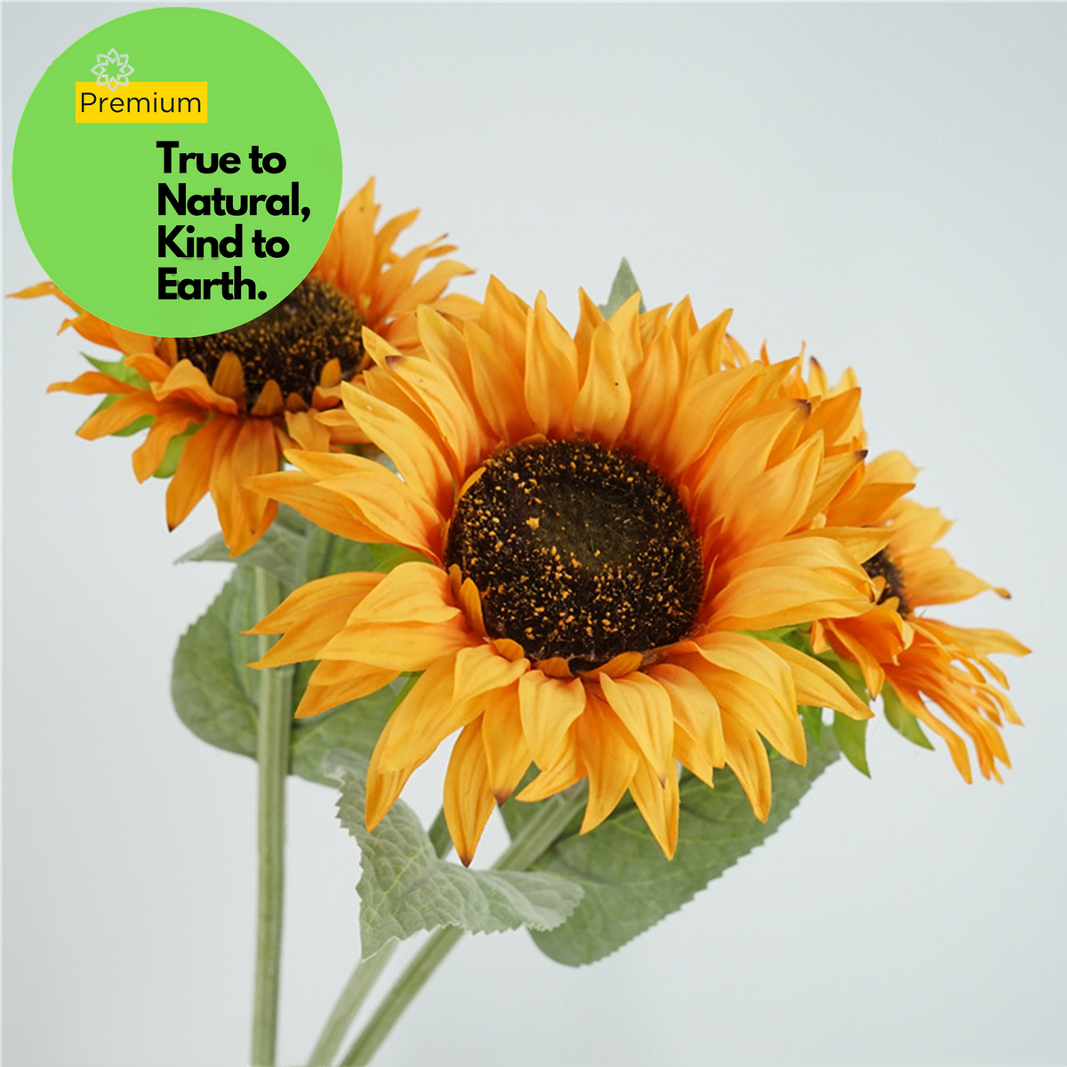 Girasoles artificiales con tacto real de 23.6" para bodas y eventos - Amarillo