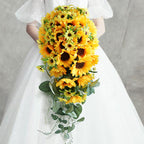 Girasoles artificiales con tacto real de 9" para bodas y eventos - Amarillo